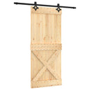 vidaXL Csúszó ajtó Természetes és Fekete 90 x 210 cm Szilárd Fenyőfa