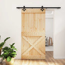 vidaXL Csúszó ajtó Természetes és Fekete 100 x 210 cm Szilárd Fenyőfa