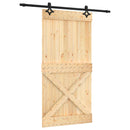 vidaXL Csúszó ajtó Természetes és Fekete 100 x 210 cm Szilárd Fenyőfa