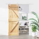 vidaXL Csúszó ajtó Természetes és Fehér 70 x 210 cm Szilárd Fenyőfa