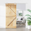 vidaXL Csúszó ajtó Természetes és Fehér 90 x 210 cm Tömör Fenyőfa
