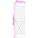 vidaXL Csúszó ajtó Természetes és Fehér 70 x 210 cm Szilárd Fenyőfa