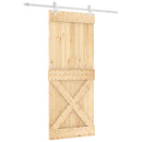 vidaXL Csúszó ajtó Természetes és Fehér 85 x 210 cm Szilárd Fenyőfa