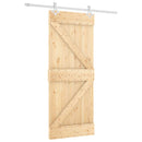 vidaXL Csúszó ajtó Természetes és Fehér 85 x 210 cm Szilárd Fenyőfa