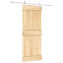 vidaXL Csúszó ajtó Természetes és Fehér 80 x 210 cm Szilárd Fenyőfa
