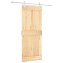vidaXL Csúszó ajtó Természetes és Fehér 85 x 210 cm Szilárd Fenyőfa