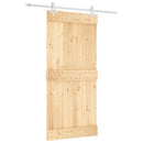 vidaXL Csúszó ajtó Természetes és Fehér 95 x 210 cm Szilárd Fenyőfa