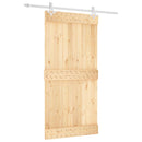 vidaXL Csúszó ajtó Természetes és Fehér 100 x 210 cm Szilárd Fenyőfa