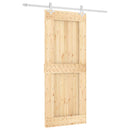 vidaXL Csúszó ajtó Természetes és Fehér 85 x 210 cm Szilárd Fenyőfa