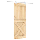 vidaXL Csúszó ajtó Természetes és Fehér 80 x 210 cm Szilárd Fenyőfa