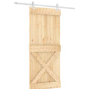 vidaXL Csúszó ajtó Természetes és Fehér 90 x 210 cm Szilárd Fenyőfa