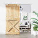 vidaXL Csúszó ajtó Természetes és Fehér 95 x 210 cm Szilárd Fenyőfa