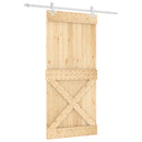 vidaXL Csúszó ajtó Természetes és Fehér 95 x 210 cm Szilárd Fenyőfa