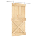 vidaXL Csúszó ajtó Természetes és Fehér 100 x 210 cm Szilárd Fenyőfa