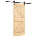 vidaXL Csúszó ajtó Természetes és Fekete 85 x 210 cm Szilárd Fenyőfa