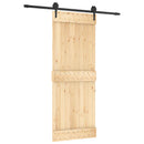 vidaXL Csúszó ajtó Természetes és Fekete 80 x 210 cm Szilárd Fenyőfa
