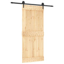 vidaXL Csúszó ajtó Természetes és Fekete 90 x 210 cm Szilárd Fenyőfa