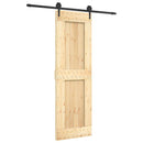 vidaXL Csúszó ajtó Természetes és Fekete 70 x 210 cm Szilárd Fenyőfa