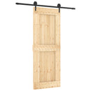 vidaXL Csúszó ajtó Természetes és Fekete 80 x 210 cm Szilárd Fenyőfa