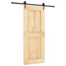vidaXL Csúszó ajtó Természetes és Fekete 85 x 210 cm Szilárd Fenyőfa