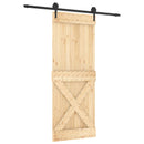 vidaXL Csúszó ajtó Természetes és Fekete 80 x 210 cm Szilárd Fenyőfa