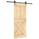 vidaXL Csúszó ajtó Természetes és Fekete 85 x 210 cm Szilárd Fenyőfa