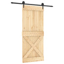 vidaXL Csúszó ajtó Természetes és Fekete 90 x 210 cm Szilárd Fenyőfa