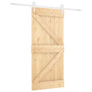 vidaXL Csúszó ajtó Természetes és Fehér 90 x 210 cm Tömör Fenyőfa
