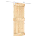 vidaXL Csúszó ajtó Természetes és Fehér 80 x 210 cm Szilárd Fenyőfa