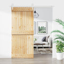 vidaXL Csúszó ajtó Természetes és Fehér 90 x 210 cm Szilárd Fenyőfa