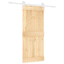 vidaXL Csúszó ajtó Természetes és Fehér 90 x 210 cm Szilárd Fenyőfa