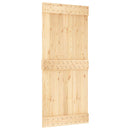vidaXL Csúszó ajtó Természetes és Fehér 90 x 210 cm Szilárd Fenyőfa