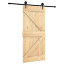 vidaXL Csúszó ajtó Természetes és Fekete 95 x 210 cm Szilárd Fenyőfa