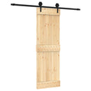 vidaXL Csúszó ajtó Természetes és Fekete 70 x 210 cm Szilárd Fenyőfa