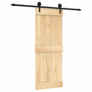 vidaXL Csúszó ajtó Természetes és Fekete 80 x 210 cm Szilárd Fenyőfa