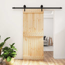 vidaXL Csúszó ajtó Természetes és Fekete 85 x 210 cm Szilárd Fenyőfa