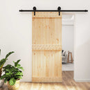 vidaXL Csúszó ajtó Természetes és Fekete 90 x 210 cm Szilárd Fenyőfa