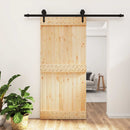 vidaXL Csúszó ajtó Természetes és Fekete 95 x 210 cm Szilárd Fenyőfa
