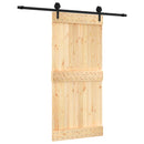 vidaXL Csúszó ajtó Természetes és Fekete 95 x 210 cm Szilárd Fenyőfa