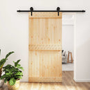 vidaXL Csúszó ajtó Természetes és Fekete 100 x 210 cm Szilárd Fenyőfa