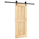 vidaXL Csúszó ajtó Természetes és Fekete 80 x 210 cm Szilárd Fenyőfa