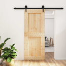 vidaXL Csúszó ajtó Természetes és Fekete 85 x 210 cm Szilárd Fenyőfa