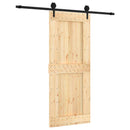 vidaXL Csúszó ajtó Természetes és Fekete 85 x 210 cm Szilárd Fenyőfa