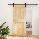 vidaXL Csúszó ajtó Természetes és Fekete 95 x 210 cm Szilárd Fenyőfa
