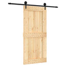vidaXL Csúszó ajtó Természetes és Fekete 95 x 210 cm Szilárd Fenyőfa