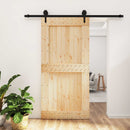 vidaXL Csúszó ajtó Természetes és Fekete 100 x 210 cm Szilárd Fenyőfa