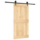 vidaXL Csúszó ajtó Természetes és Fekete 100 x 210 cm Szilárd Fenyőfa