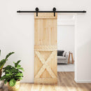 vidaXL Csúszó ajtó Természetes és Fekete 70 x 210 cm Szilárd Fenyőfa