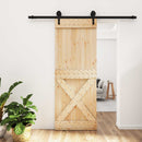 vidaXL Csúszó ajtó Természetes és Fekete 80 x 210 cm Szilárd Fenyőfa