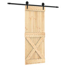 vidaXL Csúszó ajtó Természetes és Fekete 80 x 210 cm Szilárd Fenyőfa